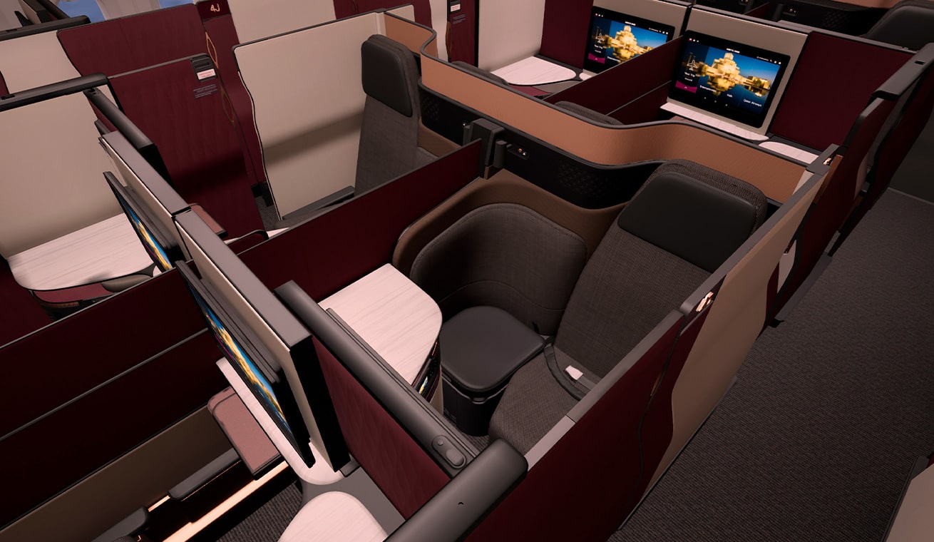 Neil Scrivener reviews Qatar Airways Qsuite from Doha to Heathrow on the Boeing 777-300ER.