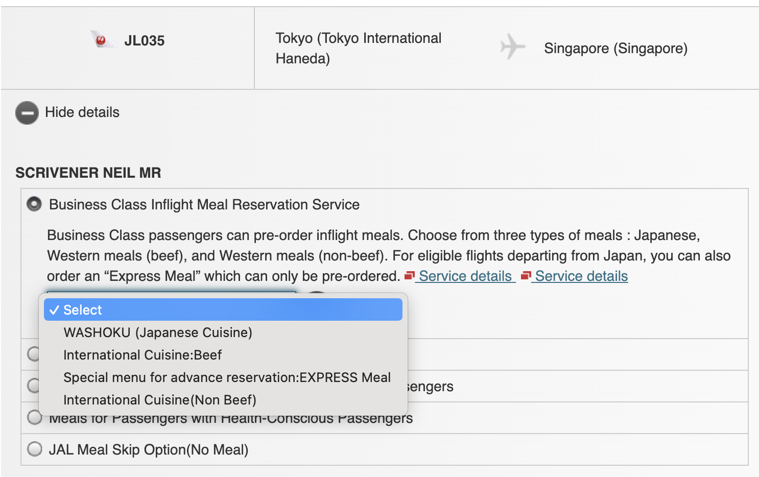 Neil Scrivener reviews Japan Airlines  (JAL) flights JL35 and JL38 from Tokyo to Singapore and back on the Boeing 767-300ER in Business Class. 